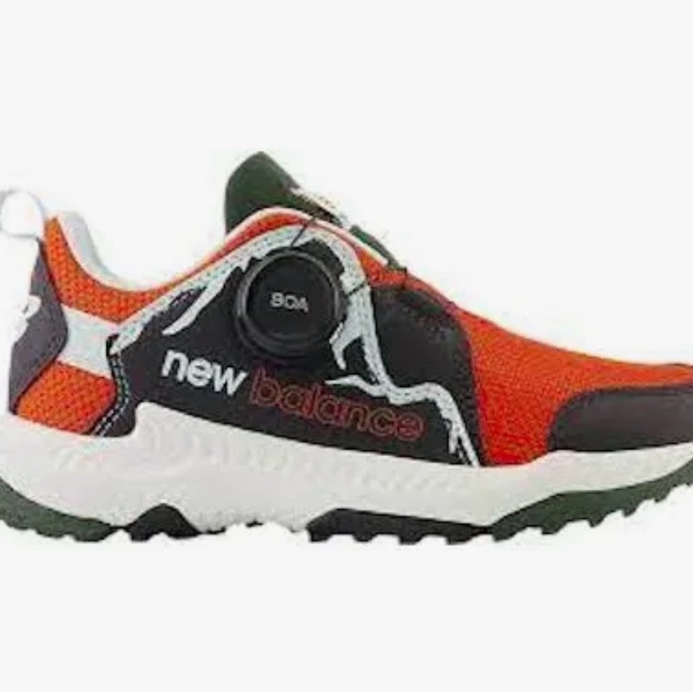 New Balance Kids BOA Trail Sneakers in Orange, Black & White